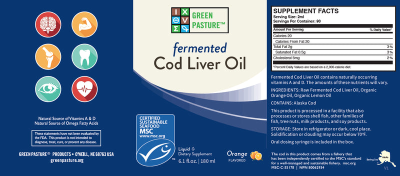 Fermented Wild Caught Cod Liver Oil Liquid