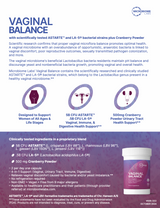Advertisement for Vaginal Balance product with text and images of the product packaging.